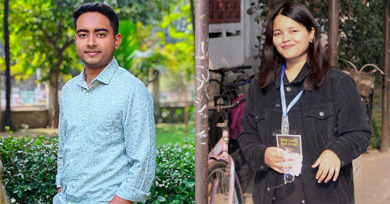 ডিইউডিএসের নতুন সভাপতি মো. সাজিদ হাসান এবং সাধারণ সম্পাদক মিফতাহুল জান্নাত রিফাত।