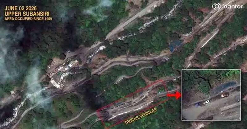 অরুণাচল সীমান্ত এলাকায় চীনের তৈরি রাস্তায় ট্রাক ও অন্যান্য যানবাহন চলাচল করছে/ ছবি: এনডিটিভি