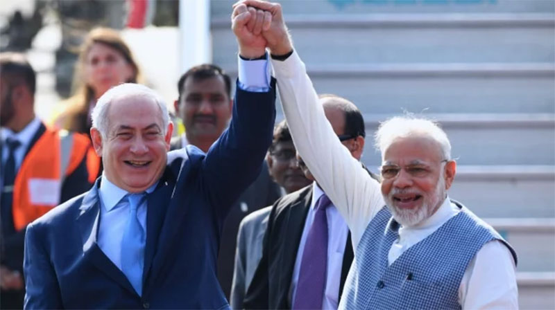 ইসরায়েলের প্রধানমন্ত্রী বেঞ্জামিন নেতানিয়াহু ও ভারতের প্রধানমন্ত্রী নরেন্দ্র মোদী