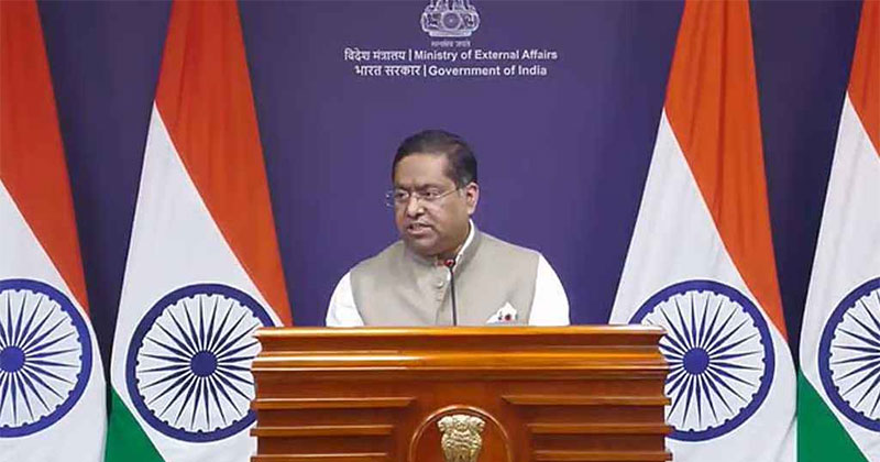 ভারতের পররাষ্ট্র মন্ত্রণালয়ের মুখপাত্র রণধীর জয়সোয়াল। ছবি: ভিডিও থেকে নেওয়া।