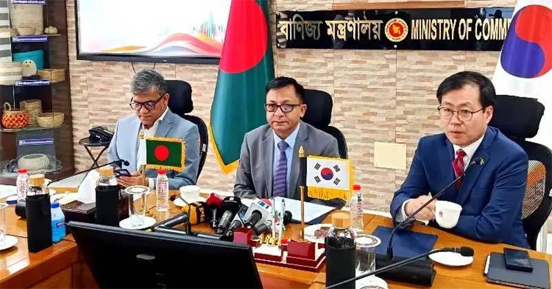 সংবাদ সম্মেলনে বাংলাদেশ ও দক্ষিণ কোরিয়ার বাণিজ্যমন্ত্রী