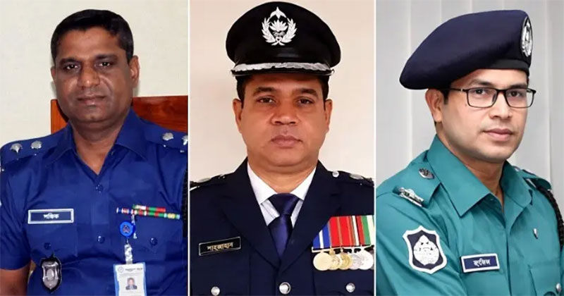 বরখাস্ত তিন পুলিশ কর্মকর্তা সঞ্জিত কুমার রায়, মো. শাহজাহান ও মো. হাফিজ আল ফারুক/ছবি: সংগৃহীত