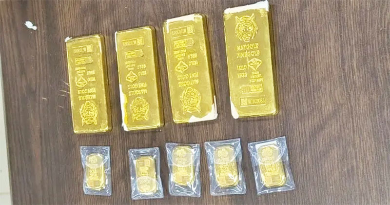 শাহজালাল বিমানবন্দর থেকে উদ্ধার করা সোনার বার/ছবি: এনবিআর